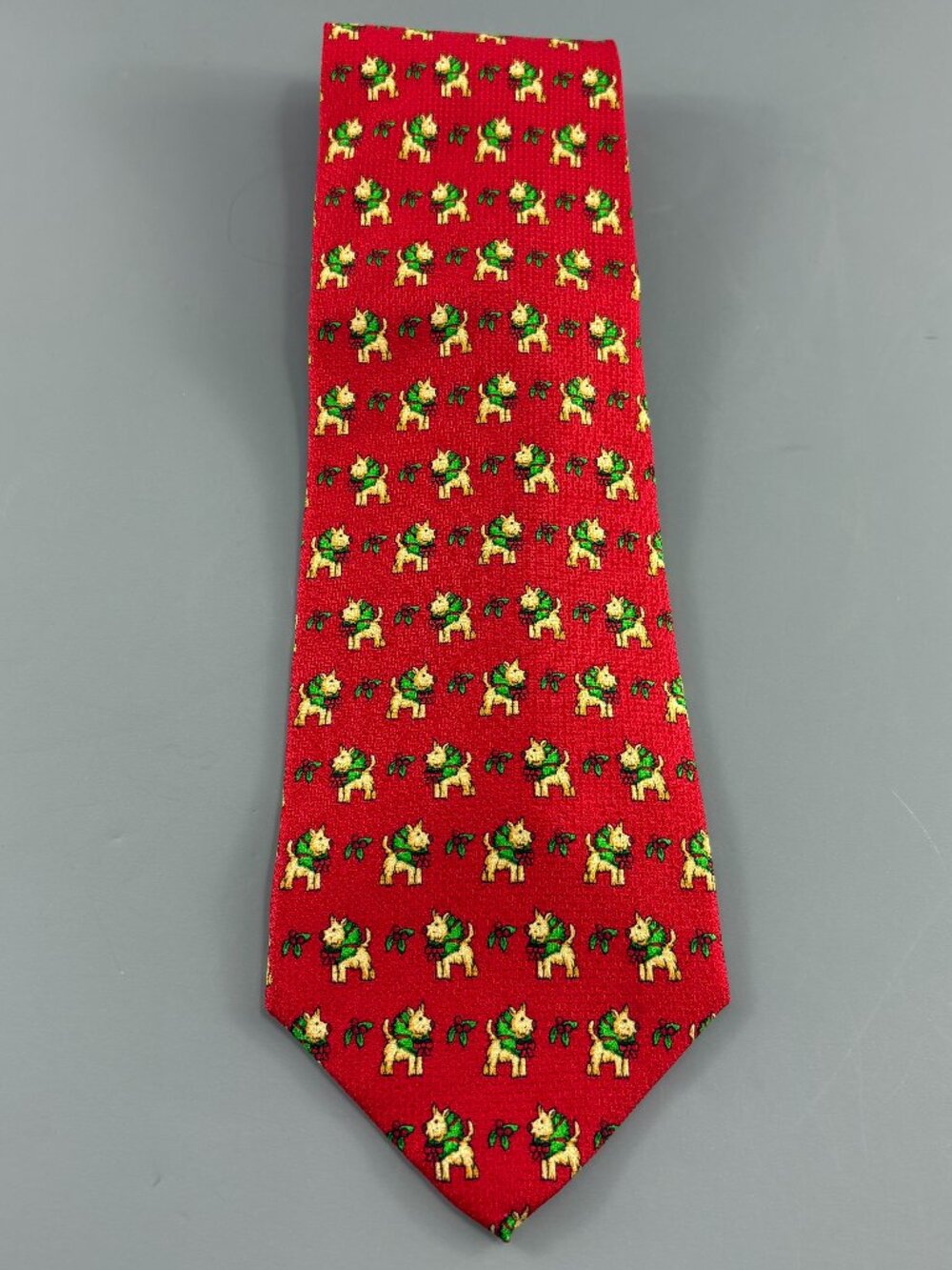 Vintage The Colswold Collection Red / Terrier Dog Christmas Men's Tie 4" x 60"